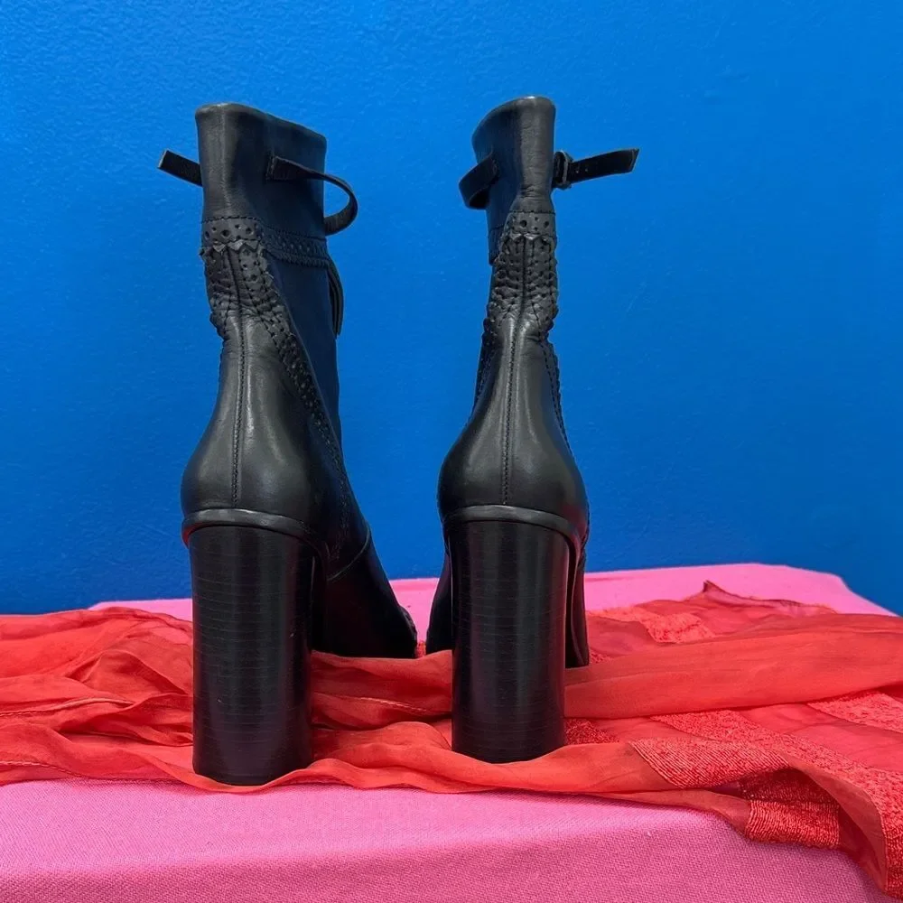 Tory Burch Black Heeled Boots with Tassel Detail